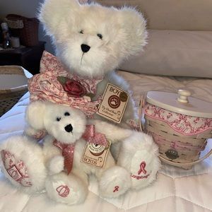 Boyds bear and longaberger basket breast cancer awareness set